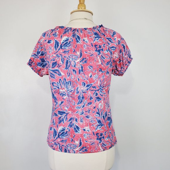 Chaps Pink Blue Cotton Casual Summer Knit Top Size MP - Picture 6 of 11